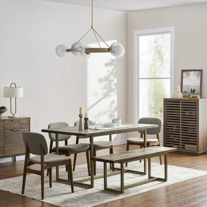 2023 Factory New Design Wholesale High Quality Brass Frame Base Set Centre Solid Wood Dining Table Rectangle for Dinner Event