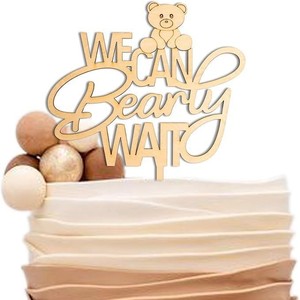 Decorazione <span class=keywords><strong>per</strong></span> Torta in Legno a Forma di Orso 'We Can Bearly Wait' <span class=keywords><strong>per</strong></span> Baby Shower, Decorazioni <span class=keywords><strong>per</strong></span> <span class=keywords><strong>Torte</strong></span> e Tavolo dei Dolci - Product Image 4