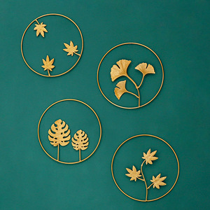 Decorazione parete pezzi interni di lusso Display <span class=keywords><strong>casa</strong></span> d'oro in ferro battuto cornice Meta da parete arte foglia appesa decorazione per la <span class=keywords><strong>casa</strong></span> - Product Image 2