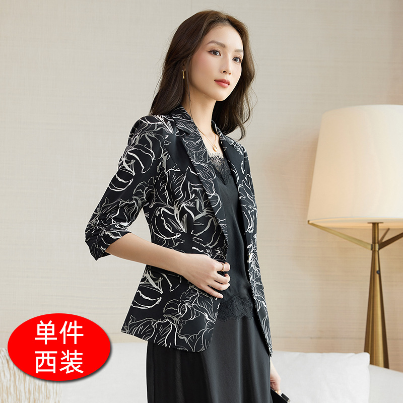 Black floral suit