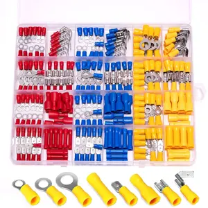 250Pcs Insulated Wire Connectors Assorted Crimp Terminal Kit Quick Disconnect Ring Spade Butt Splices Piggy Back Nuts