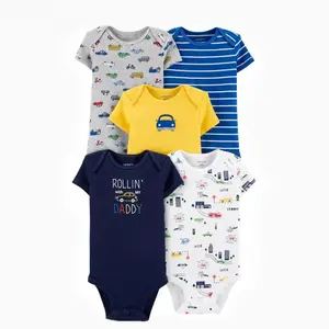 Zomer Hoge Kwaliteit Baby Rompertjes 5 Pack Korte Mouw Jumpsuit Jongen & Meisjes Kleding Gestreept Pasgeboren Baby Kleding Kostuum