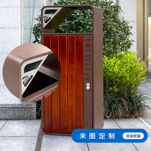 Contenedor de basura de acero inoxidable Ruixue para exteriores, tamaño comercial grande, cubo de basura sanitario, contenedor de clasificación de residuos para parques y zonas turísticas - Product Image 4