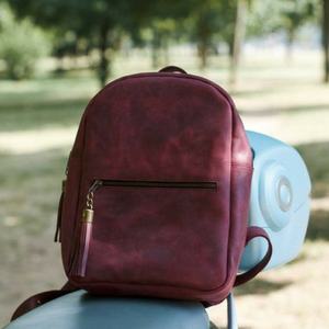 Mochila para ordenador portátil, mochila de cuero para mujer, mochila minimalista con cremallera, pequeño regalo de aniversario, - Product Image 2