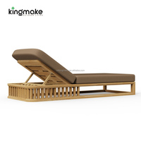 Chaise longue de piscine extérieure imperméable, chaise longue de salon d'hôtel en teck, chaise longue de plage, chaise longue moderne en bois massif