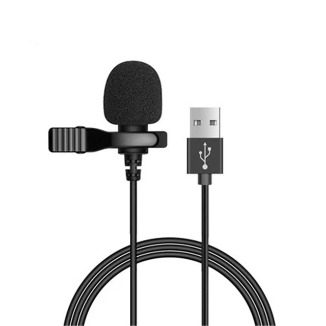 Portable USB Mini Microphone 1.5m Lapel Lavalier Mic Clip-on External Buttonhole Microphones for Laptop Computer Recording Chat