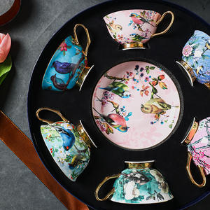 European-style Ceramic Bone China Coffee Cup and Saucer Set, Retro British Afternoon <b>Tea</b> Set, <b>Tea</b> Cup <b>Gift</b> Box Set - Product Image 3