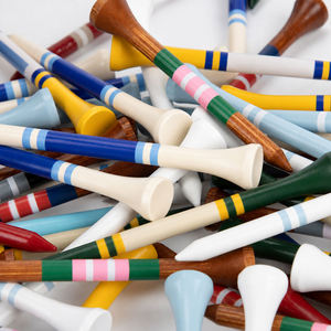 Tees de golf multicolores assortis en bois et bambou, personnalisables avec logo, OEM, écologiques, biodégradables, vente en gros, fournitures en vrac pour la pratique - Product Image 1