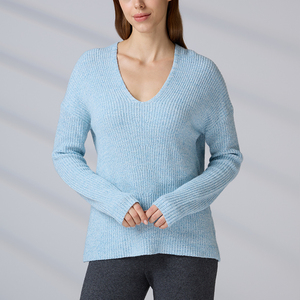 Suéter de Punto Personalizado para Mujer, con Logotipo OEM/ODM, Cuello en V, Manga Larga, Algodón, Invierno - Product Image 4