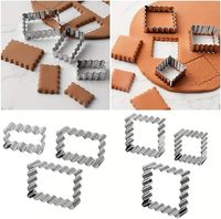 Ensemble de 3 emporte-pièces à biscuits en acier inoxydable à bords ondulés, moule à biscuits rectangulaire carré, emporte-pièces à pâte à sucre, outils de pâtisserie