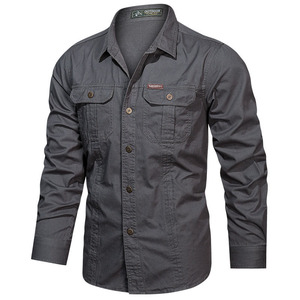 Chemise de travail décontractée pour <span class=keywords><strong>homme</strong></span>, style automne, 100 % coton, <span class=keywords><strong>grande</strong></span> <span class=keywords><strong>taille</strong></span>, coupe ample, manches longues, pantalon délavé - Product Image 5