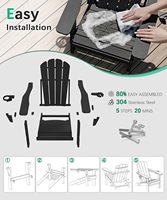 Ensemble de chaises de patio modernes réglables en HDPE, 2 pièces, noir |   Supports de téléphone pliables inclinables à 3 positions pour toutes les conditions météorologiques en extérieur