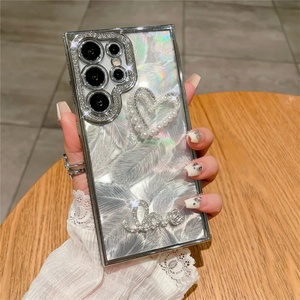 เคส S24 Ultra หรูหรา ลายขนนกออโรร่า ประดับมุกและเพชร สำหรับ Samsung Galaxy S23 Ultra S24 S22 Plus - Product Image 4
