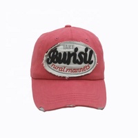 Casquette de baseball Vintage rose pour femme, couvre-chef avec Patch personnalisé, 6 panneaux, pour le baseball, tendance et effiloché,