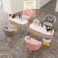Chaise de salon en tissu avec pieds en métal et rembourrage en éponge, chaise de luxe abordable, tabouret de maquillage, chaise de maquillage tendance
