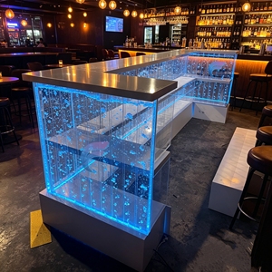 Modern Acrylic Bar Counter With LED Water Bubble Effect Oblong Shape Pedestal Base Commercial Furniture - Product Image 3