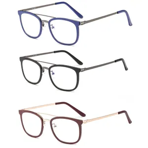 Low Price Latest Model Design New Fashion Metal Square Anti Blue Light Glasses Men Reading Glasses