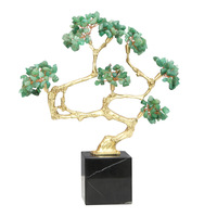 Nouvel Ornement Arbre Porte-Bonheur en Cuivre et Cristal Violet Naturel de Style Chinois avec Motif Floral - Modèle Parfait pour un Cadeau de Pendaison de Crémaillère
