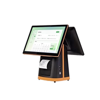 Terminal de point de vente tout-en-un avec écran tactile double 15,6 pouces, système Android, imprimante, scanner, logiciel SDK pour la vente au détail