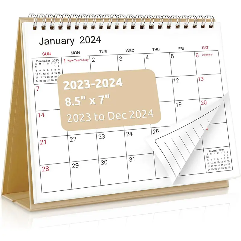Calendario de escritorio personalizado 2023-2024 Calendario de escritorio con tapa de pie pequeño de color con lista de tareas pendientes y notas para oficina y escuela