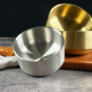 Bol à mélanger en acier inoxydable 304 doré et argenté de style coréen pour mélanger, glaces, riz et soupe (couverts de cuisine) - Product Image 2
