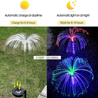 Luces Solares Decorativas de Fibra Óptica Impermeables para Exterior, Luz de Noche para Jardín en Forma de Medusa