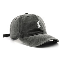 Gorra de Béisbol Unisex de Lona de Algodón de 6 Paneles, Estilo Vintage Deportivo, Bordado de Conejo de Dibujos Animados, Diseño Animal Lavado, Ajustable, para las Cuatro Estaciones