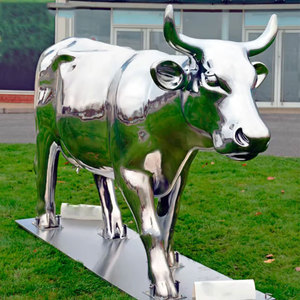 집 마당 풍경 동물 조각 거울 스테인레스 스틸 호랑이 동상 - Product Image 5