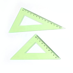 Juego de 4 piezas de reglas de geometría de plástico transparente verde para oficina, set de reglas de medición. - Product Image 3