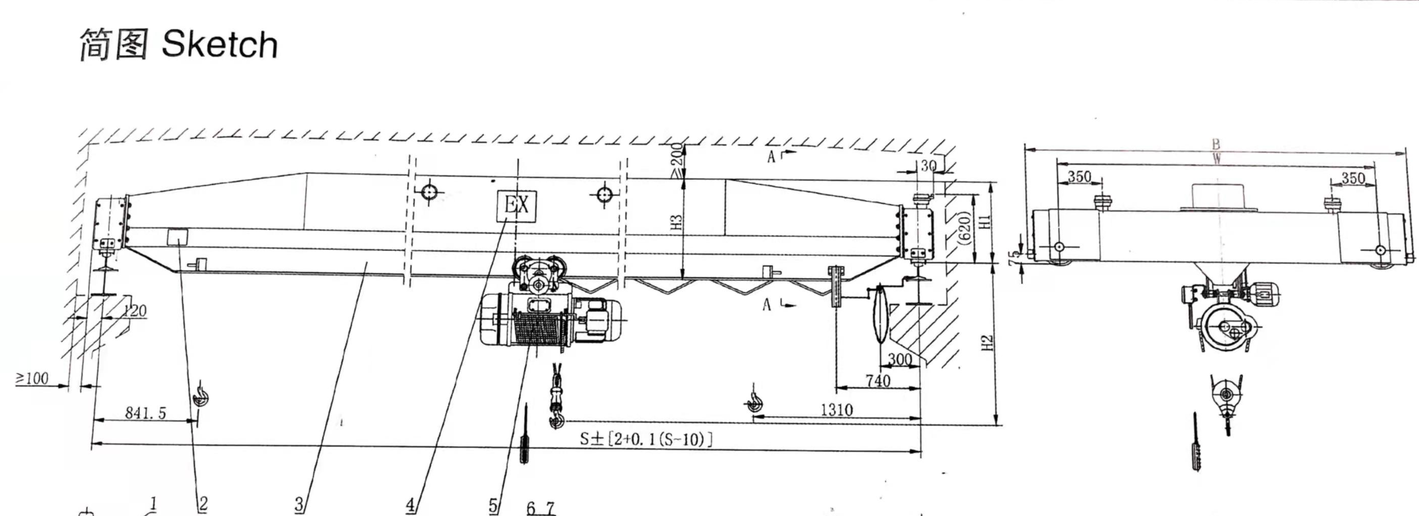 1~20tons light duty single girder electric overhead traveling crane for special workshop