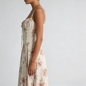 <span class=keywords><strong>Vestido</strong></span> Maxi Floral Personalizado para Mujer, Cuello Cuadrado, Tirantes Finos, Lazo Delantero, Cintura Alta, <span class=keywords><strong>Vestido</strong></span> Largo, Estilo Elegante, Ropa para Invitadas <span class=keywords><strong>de</strong></span> <span class=keywords><strong>Boda</strong></span> - Product Image 3