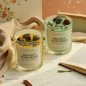 เทียนหอมอโรมาเธอราพีขี้ผึ้งคริสตัลจากหินถั่วเหลืองออกแบบโลโก้ได้ตามต้องการ - Product Image 2