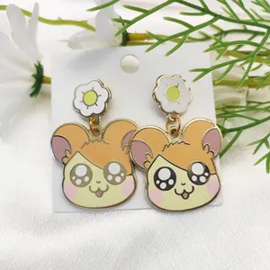 Grosir Anting-Anting Desain Enamel Liontin Tidak Beraturan Anting-Anting Kustom Keras Enamel Perak