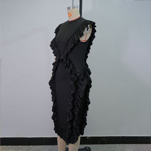 Robe Tunique Élégante Décontractée Mi-Longue pour Femme Été 2026 Sans Manches à Volants et Dentelle - Product Image 5