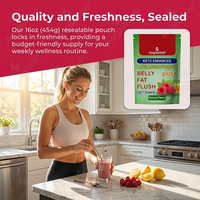 AegleWell OEM Poudre diététique Keto optimisée pour la combustion des graisses abdominales, saveur naturelle Framboise Citron, faible en glucides, complément de perte de poids, GMP