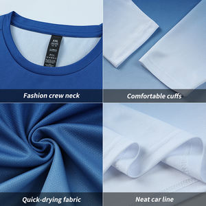 قمصان رياضية للرجال من البوليستر 100٪ لكرة القدم والتمارين الرياضية في صالة الألعاب الرياضية، قميص رياضي بتدرج لوني سريع الجفاف - Product Image 5