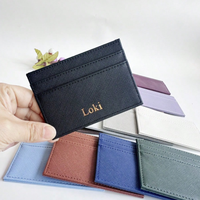 Design classique PU Saffiano Cuir Zip Carte Portefeuille Mince Porte-monnaie Petit Unisexe Titulaire De La Carte De Crédit