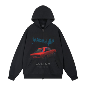 Sudadera con capucha para <span class=keywords><strong>hombre</strong></span> con estampado de coches, cremallera completa, estilo moderno y funcional, hombros caídos, personalizable - Product Image 1
