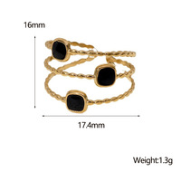 Bague ajustable tendance en acier inoxydable plaqué or 18 carats pour filles, avec motif géométrique et émail rouge