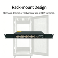 Commutateur PoE ANPA AI 27 ports (24 PoE + 2 Uplink + 1 SFP) 10/100 Mbps, montable en rack, avec Watchdog, 16 Gbit/s, empilable pour vidéosurveillance ANPA AP-10324KE