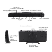 Réveil à projection pour chambres Horloge numérique miroir LED avec projecteur sur mur de plafond Luminosité automatique sensible à la lumière