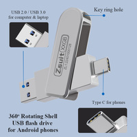 Clé USB rotative 2-en-1 Type-C en métal avec logo personnalisé, haute vitesse USB 3.0, pour ordinateur et téléphone – Offre Spéciale