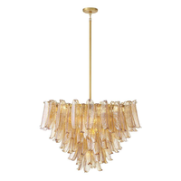 Décoration intérieure, luminaire suspendu en verre de Murano artisanal, moderne et luxueux, doré, pour restaurant, villa, salon, hall d'hôtel