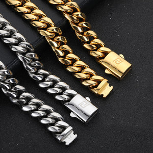 Catena Cubana Personalizzata NUOYA in Acciaio Inox, Gioielli Hip Hop Placcati <span class=keywords><strong>Oro</strong></span> 18K e Argento, Stile Miami per Uomo - Product Image 6