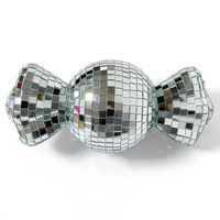 Vente en gros d'ornements de Noël décoratifs modernes faits à la main de haute qualité, en forme de bonbons disco argentés effet miroir