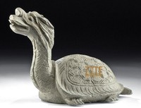 Statue de dragon et de tortue chinoise sculptée traditionnelle en pierre de marbre et de granit, avec pierre naturelle et surface polie