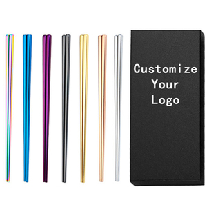 Wholesale Custom Logo Reusable Mirror Polish 304 Stainless Steel Metal Chopsticks Set With Gift Box