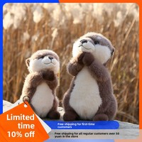 Doll Tribe Blessing Otter Adorable Peluche courte réaliste, apaisante pour les jeunes, cadeau d'anniversaire, en coton PP, avec sac en filet