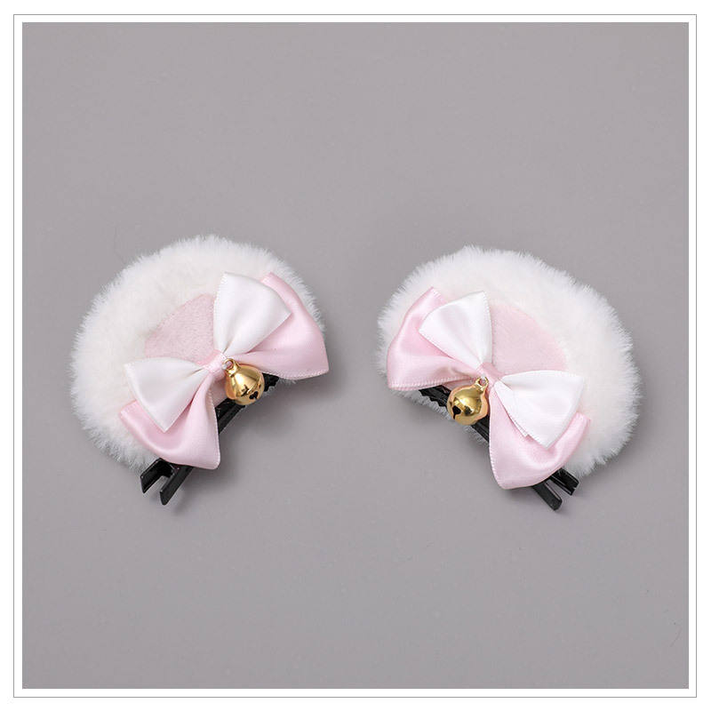 Bear Ear Hairpin 03 White Pink