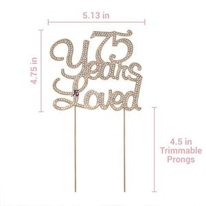Decorazione per Torta 'Brindisi ai 75 Anni' - Topper per Torta di Compleanno o Anniversario di Matrimonio o Decorazione per Festa di Rinnovo dei Voti - Product Image 2
